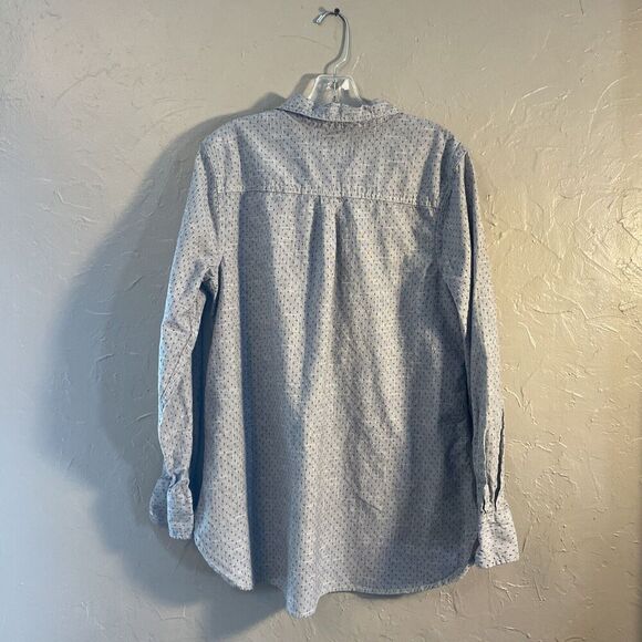 Merona Women's XXL Long Sleeve Blue Print Shirt Long sleeve 1/2 button cotton - Picture 2 of 11